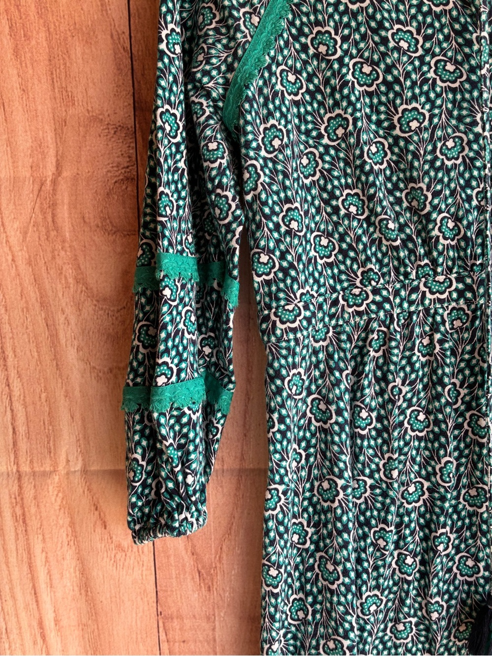 BODEN Heidi jersey dress features a boho floral pattern and tassel ties Size 6L - Picture 8 of 12